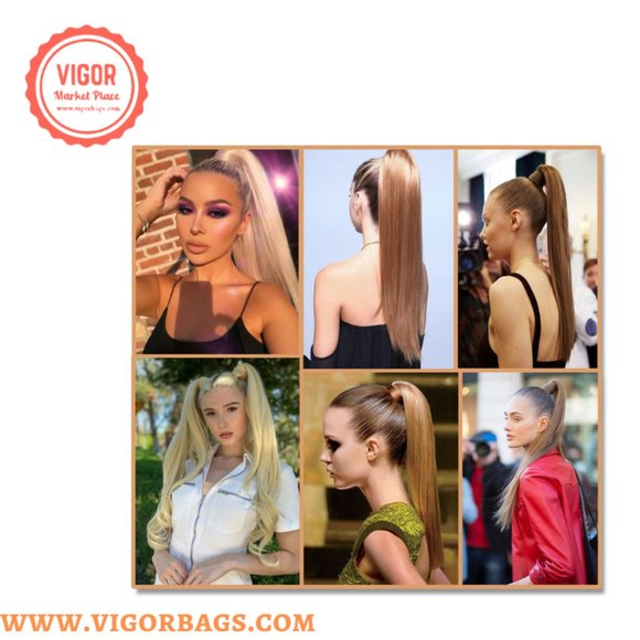 Long Straight Ponytail Hair Synthetic Extensions & Long Curly Wavy Hair 16 Clip main image 9